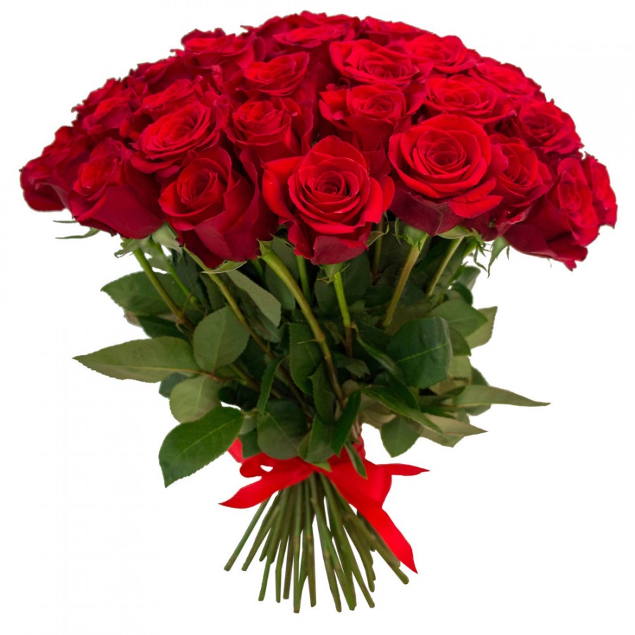 Фото 2 - Букет из 51 красной розы с лентой