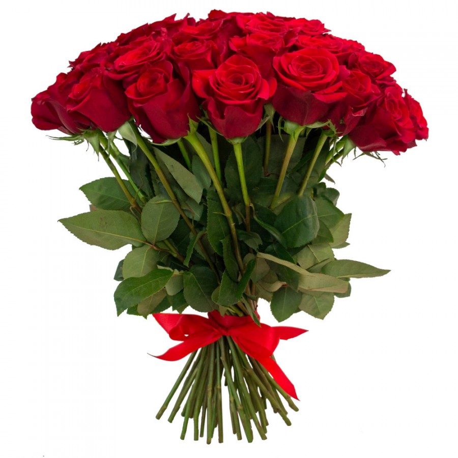 Фото 3 - Букет из 51 красной розы с лентой