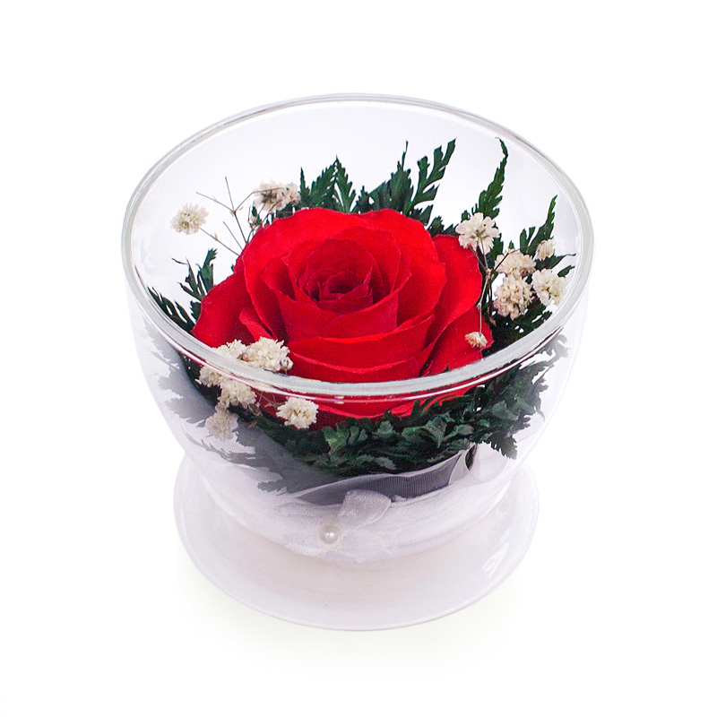 Букет 1 неувядающая роза в стекле (6см) с доставкой в Новосибирске. Службадоставки цветов и подарков - FLO365