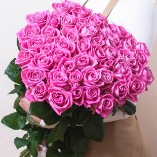 Букет из 51 розовых роз с лентой