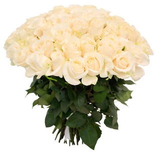 Букет из 51 белой розы с лентой